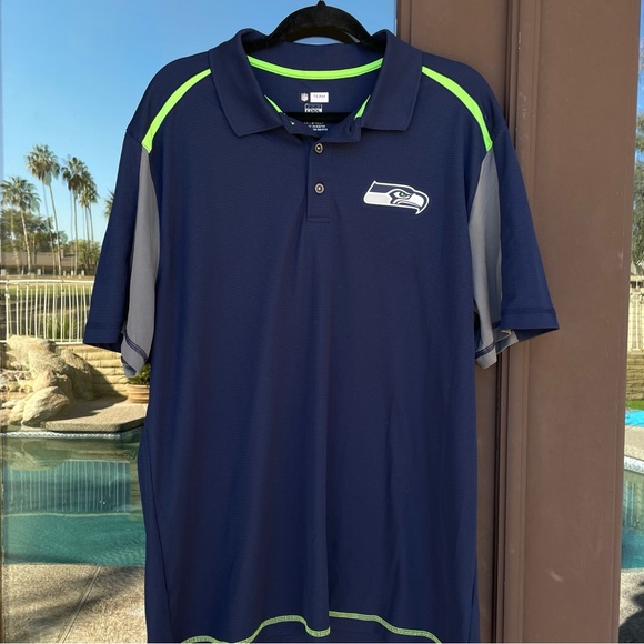 NFL Team Apparel Seattle Seahawks Navy/Action Green Logo Polo XL - Picture 2 of 11
